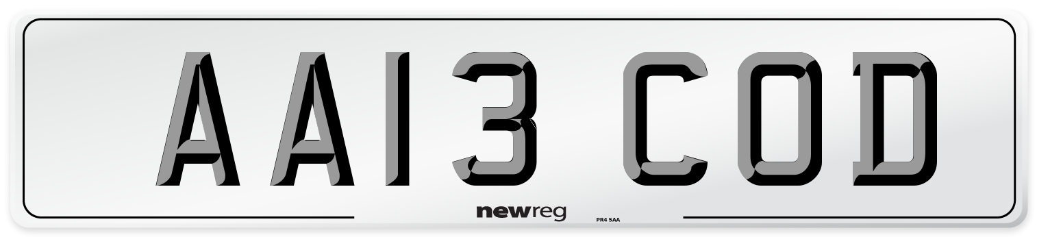 AA13 COD Number Plate from New Reg